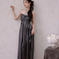 DOLLY Luxury Metallic Ash Pleated Tube Top Long Slit Dress-VIVA