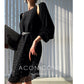 Aconiconi Elegant Black Retro High Waist Diamond Tassel Chic Skirt-  Shallow Light