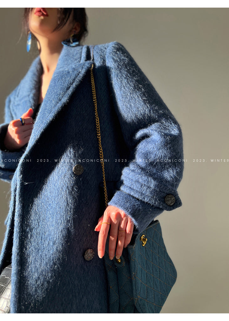 Aconiconi｜Galan Sumu long-haired high-grade woolen long coat- Kalanchoe