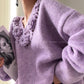 Aconiconi|Purple Flower Crochet openwork long cropped loose wool knit sweater  dress - Twilight