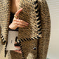 Aconiconi| Caramel wool jacket loose cropped tweed coat suit and skirt hip- Cocoa