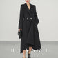 Huanzi double-sided cashmere women's black wool autumn winter coat - Muinw