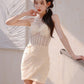 DOLLY High End French Style Crew Neck Sleeveless Beaded Short Party Dress-TORI