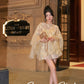 Exquisite Three-dimensional flower cape top + gilt wavy short suit set - Ilyia