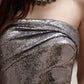 DOLLY Elegant Metallic Gray Sequin Pleated Tube Top-TINA