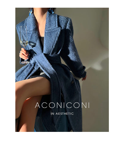 Aconiconi｜Galan Sumu long-haired high-grade woolen long coat- Kalanchoe