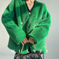 Huanzi green imitation fur autumn winter coat - Miiw