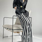 Huanzi high-end striped high-waist wide leg pants - Nuna