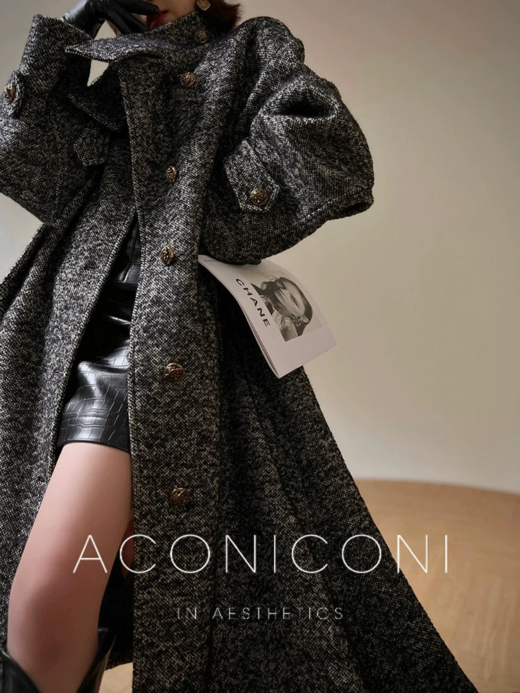 Luxury full Winter Coat Bubble gum Pink Inkstone wool long coat - Lanshan