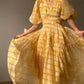 Aconiconi Elegant Yellow V-NeckPuff Sleeve Vacation Dress- Manshan