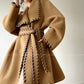 Aconiconi  Long Sleeve Braided Wool Coat- Nocturne of Grass Stream