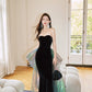 DOLLY Elegant Black Bandeau Sleeveless Long Body Hug Sexy Dinner Dress-CARA