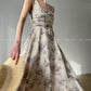 Aconiconi  Elegant Sleeveless Floral Print Long swing Dress- Garden of Thorns