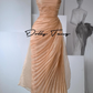 DOLLY High End Apricot Sleeveless Bandeau Slim Fit Pleated Cocktail Dress- Samai