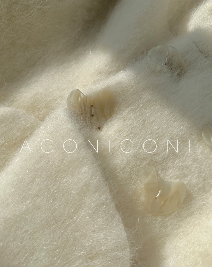 Aconiconi｜Thick korean white winter Long Wool Coat - Ting Tea