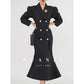 Huanzi vintage retro fishtail timeless classic long coat jacket - Micewo