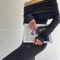 French shoulder body con knit off shoulder fall winter dress - Smoky Rose
