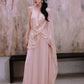 DOLLY Luxury Pink Greek Style Deep V-Neck Sleeveless draped Long Prom Dress-Ulaia