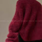 Fold Streamer Weaving Shadow Alpaca Lazy Sweater - hbye