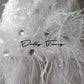 DOLLY Elegant White V-Neck Sleeveless Fluffy Feather Party short Dress-MARCELLA