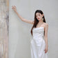 DOLLY Luxury White Bandeau Stain High Waist Long Wedding Dress-Lola