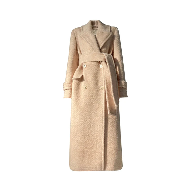 Aconiconi｜Galan Sumu long-haired high-grade woolen long coat- Kalanchoe