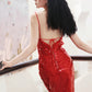 DOLLY Elegant Red French Sleeveless Sequin Backless Long Cocktail Dress-Quin