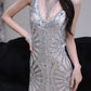 DOLLY Luxury Sliver Sleeveless Beaded Glitter Long Dress-SIDNEY