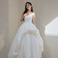 DOLLY Elegant White Tube Top Long Puffy High Waist Wedding Dress-GRACE