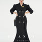 Huanzi vintage retro fishtail timeless classic long coat jacket - Micewo