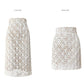 Aconiconi Elegant French Retro Hollow lace High Waist Midi pencil lace Skirt - Tina