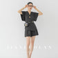 Huanzi custom couture Tencel micro-flash high-end vest shorts set- Vince