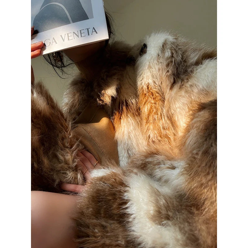 Imitation fur long-haired winter coat - Elk Palm