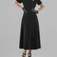 Huanzi French backless Hepburn black elegant mid-length autumn winter dress