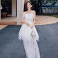 DOLLY Elegant Sleeveless Feather Tube Top Embroidery Long Tutu wedding Dress-KYLIE