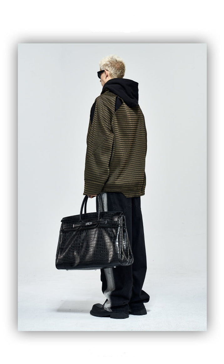 Black Platinum birkin inspired croc pattern weekender overnight weekend tote men/women's high street travel handbag