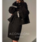 Black night wool two-piece coat jacket skirt - Utopia moonlit