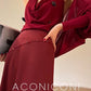 Aconiconi Elegant Wine Red Retro High Waist Long Maxi Skirt- Freud's love poems