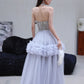 DOLLY Elegant Fog Blue strapless Bandeau High Waist Tutu wedding Dress- vero