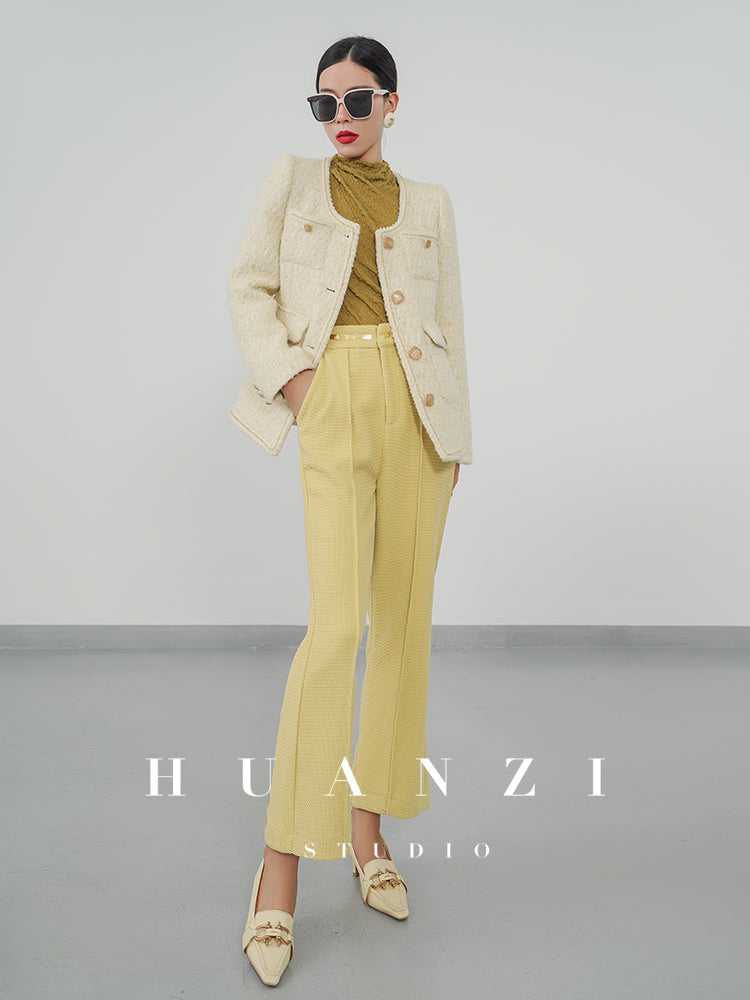 Huanzi spring autumn heavy couture tweed coat jacket - Kindr