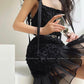 Aconiconi Elegant Black Retro Sleeveless lbd lace Dinner Dress- Quiet Night Orchid