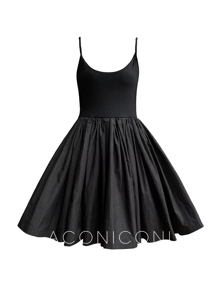 Aconiconi Elegant Black French Sleeveless High Waist Tutu Dinner Dress- Baileys