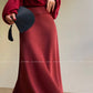 Aconiconi Elegant Wine Red Retro High Waist Long Maxi Skirt- Freud's love poems