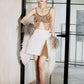 DOLLY High End Two Piece Brown V-Neck Sleeveless Top/White Tassel Skirt-Emelda