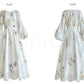 Aconiconi French Floral Print Puff Sleeve Wedding Guest Dress- Lily of the Valley Whisper