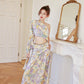 DOLLY Luxury Floral One Sleeve Off Shoulder Waist Baring Slit Resort Dress-LYRA