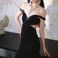 DOLLY  High End Black Off Shoulder Sequin Tube Top Long Banquet Dress-Maris