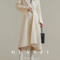 Huanzi double-sided cashmere women's black wool autumn winter coat - Muinw