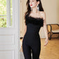 DOLLY High End Black Sleeveless Feather Tube Top Long Flared Pant Jumpsuit- Poel