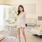 DOLLY Elegant White Crew Neck Long Sleeve Short Sequin Sexy Birthday Dress-LAYLA